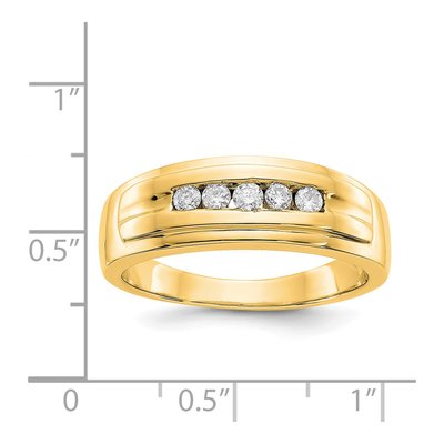 Men's 14K Yellow Gold 1/4 ct tw Diamond 5-stone Channel Ring – view 5