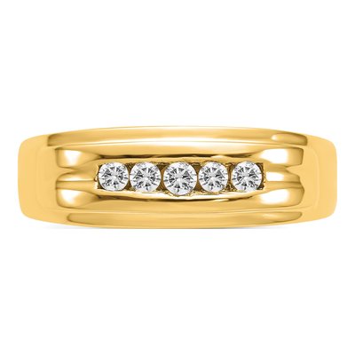 Men's 14K Yellow Gold 1/4 ct tw Diamond 5-stone Channel Ring – view 6