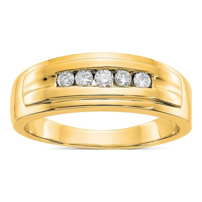 Men's 14K Yellow Gold 1/4 ct tw Diamond 5-stone Channel Ring