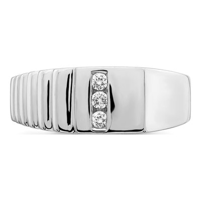 Men's 14K White Gold 1/8 ct tw Diamond 3-Stone Ring – view 5