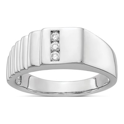 Men's 14K White Gold 1/8 ct tw Diamond 3-Stone Ring