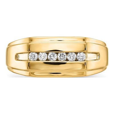 Men's 14K Yellow Gold 1/4 ct tw Diamond 6-stone Ring – view 4