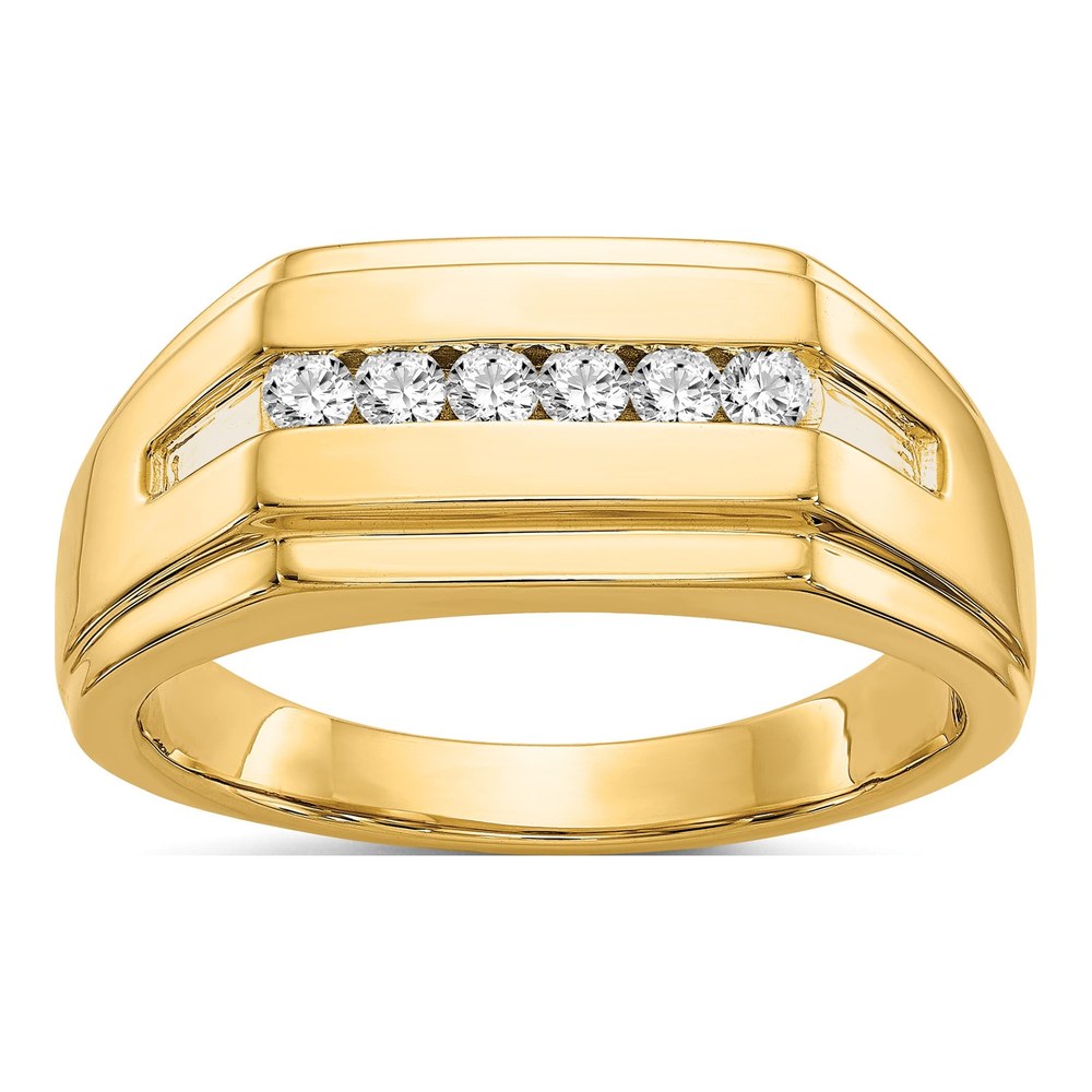 Men's 14K Yellow Gold 1/4 ct tw Diamond 6-stone Ring