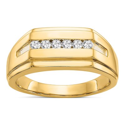 Men's 14K Yellow Gold 1/4 ct tw Diamond 6-stone Ring