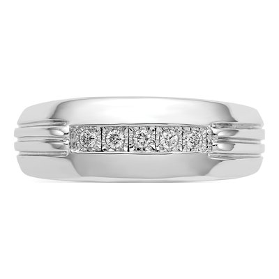 Men's 14K White Gold 1/10 ct tw Diamond 5-Stone Ring – view 5