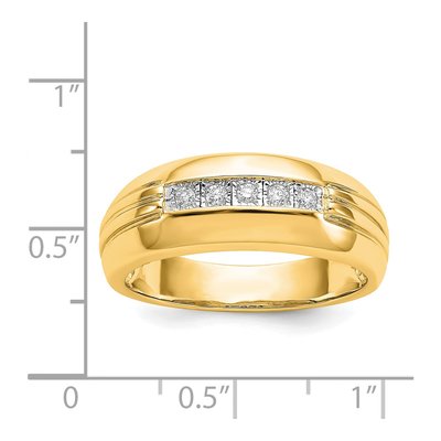 Men's 14K Yellow Gold 1/10 ct tw Diamond 5-Stone Ring – view 2