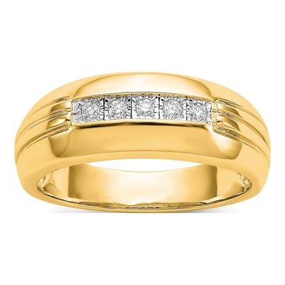 Men's 14K Yellow Gold 1/10 ct tw Diamond 5-Stone Ring