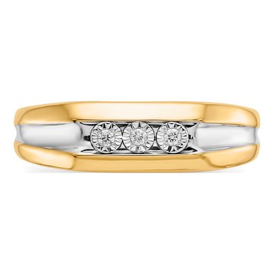 Men's 14K Yellow Gold 1/20 ct tw Diamond 3-Stone Ring – view 4