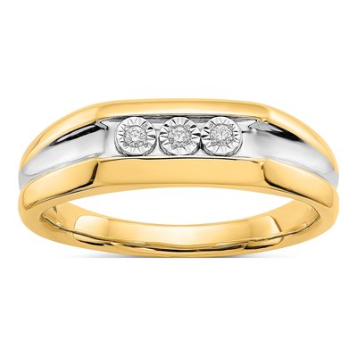 Men's 14K Yellow Gold 1/20 ct tw Diamond 3-Stone Ring