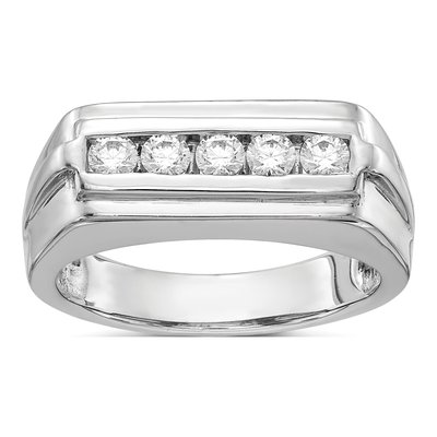 Men's 14K White Gold 1/2 ct tw Diamond 5-Stone Ring