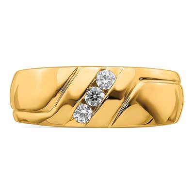 Men's 14K Yellow Gold 1/6 ct tw Diamond 3-Stone Ring – view 4