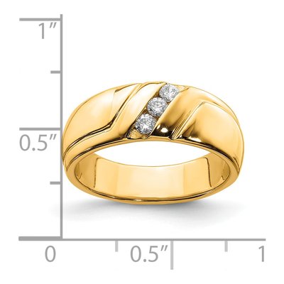 Men's 14K Yellow Gold 1/6 ct tw Diamond 3-Stone Ring – view 6
