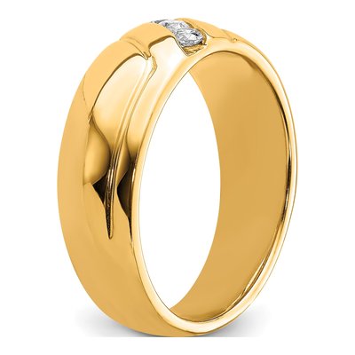 Men's 14K Yellow Gold 1/6 ct tw Diamond 3-Stone Ring – view 7