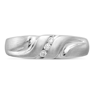Men's 14K White Gold 1/10 ct tw Diamond 3-Stone Ring – view 4