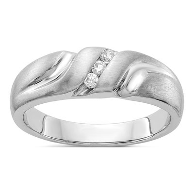 Men's 14K White Gold 1/10 ct tw Diamond 3-Stone Ring