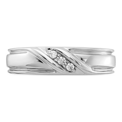Men's 14K White Gold 1/15 ct tw Diamond 3-Diamond Ring – view 5