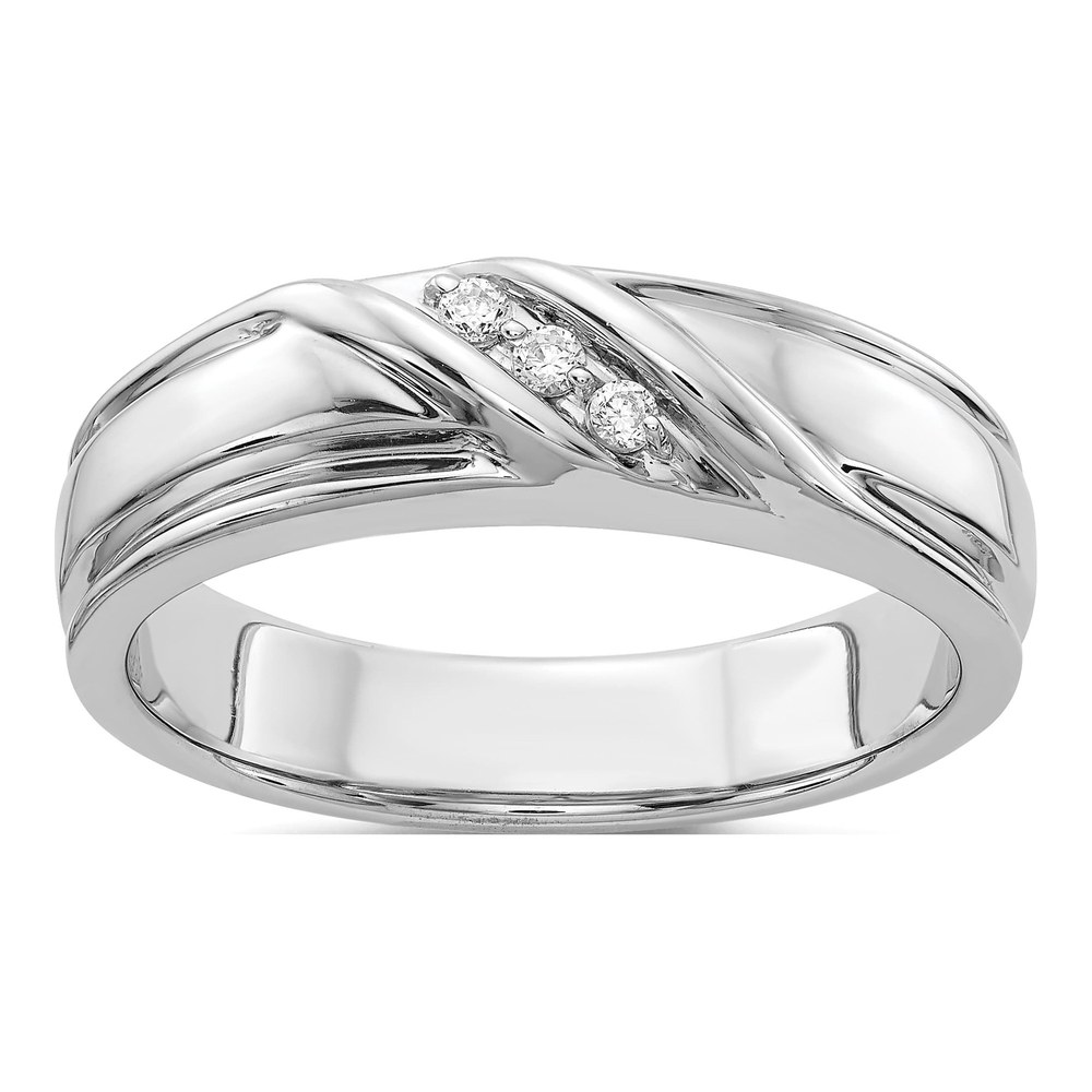 Men's 14K White Gold 1/15 ct tw Diamond 3-Diamond Ring
