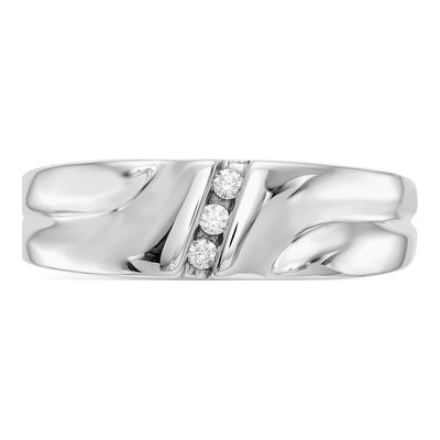 Men's 14K White Gold 1/15 ct tw Diamond 3-Stone Ring – view 4