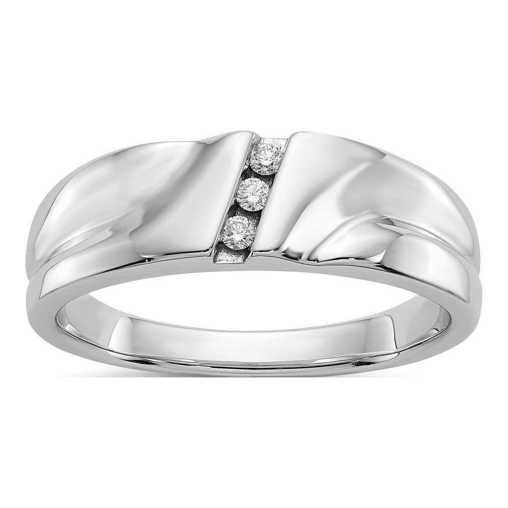 Men's 14K White Gold 1/15 ct tw Diamond 3-Stone Ring