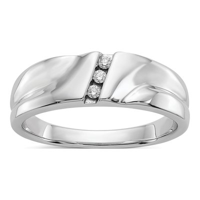 Men's 14K White Gold 1/15 ct tw Diamond 3-Stone Ring
