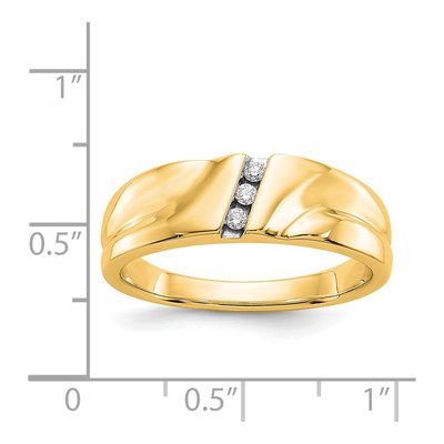 Men's 14K Yellow Gold 1/15 ct tw Diamond 3-Stone Ring – view 3