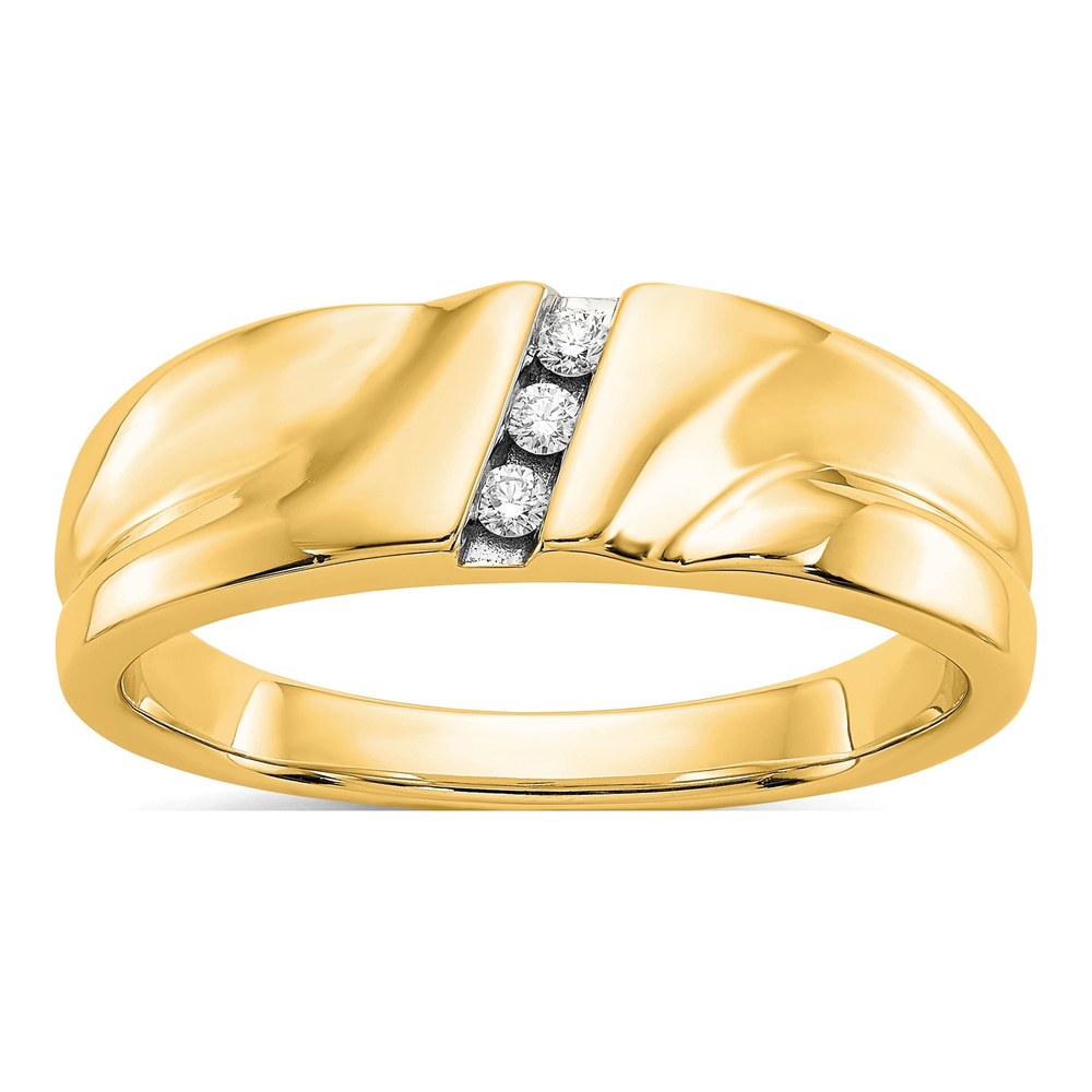 Men's 14K Yellow Gold 1/15 ct tw Diamond 3-Stone Ring
