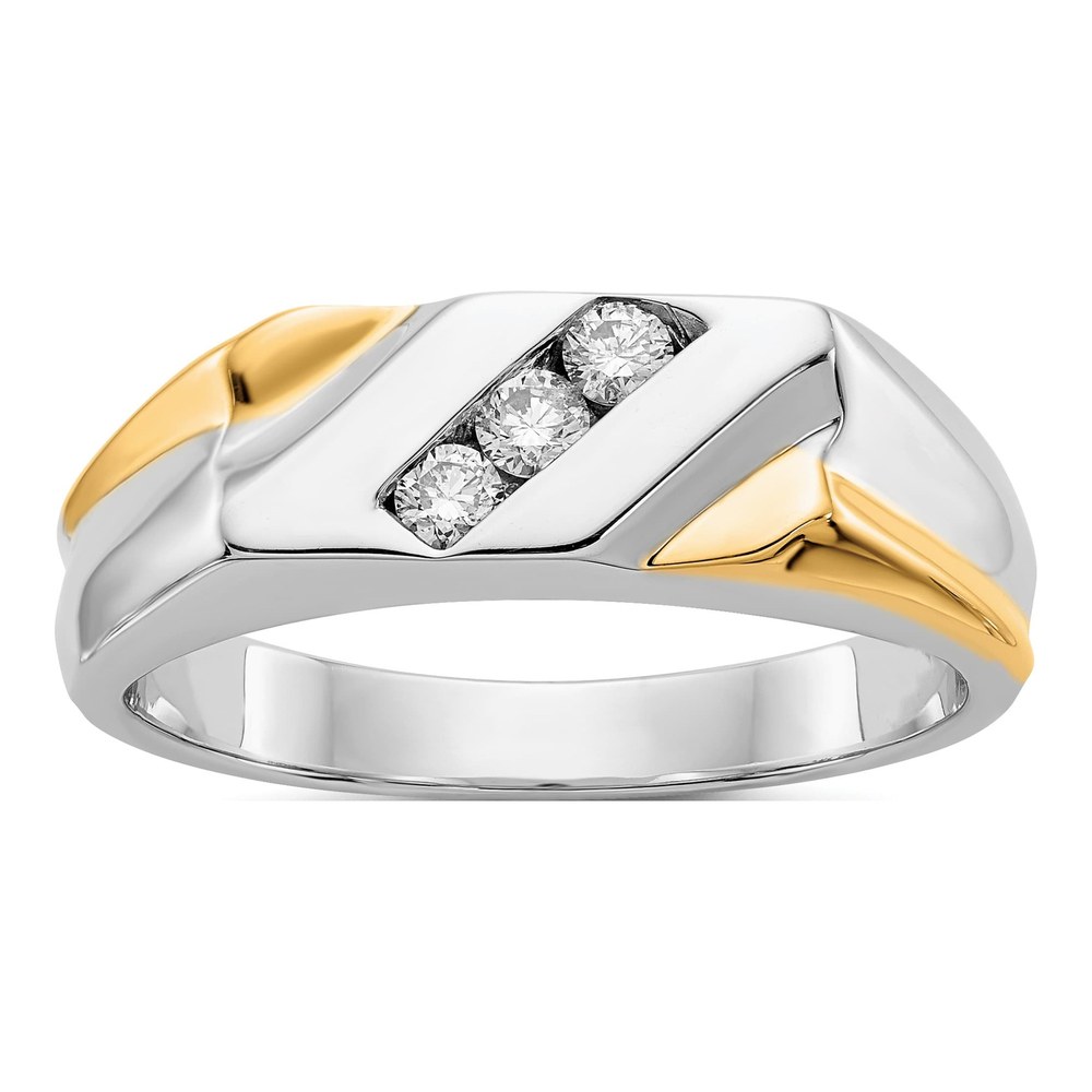 Men's 14K Two-Tone Gold 1/5 ct tw Diamond 3-Stone Ring