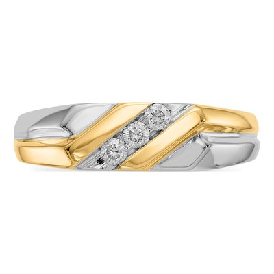 Men's 14K Two-Tone Gold 1/6 ct tw Diamond 3-Stone Ring – view 5