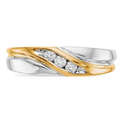 Men's 14K Two-Tone Gold 1/6 ct tw Diamond 3-Stone Ring – view 5
