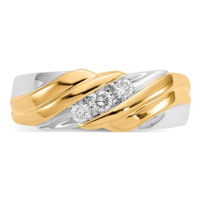Men's 14K Two-Tone Gold 1/4 ct tw Diamond 3-Stone Ring – view 5