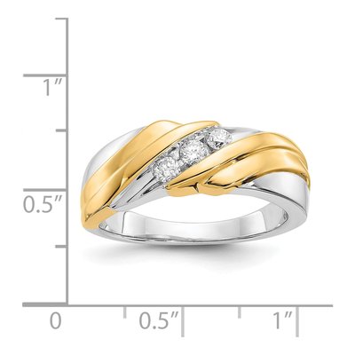 Men's 14K Two-Tone Gold 1/4 ct tw Diamond 3-Stone Ring – view 6