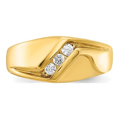 Men's 14K Yellow Gold 1/5 ct tw Diamond 3-Stone Ring – view 4