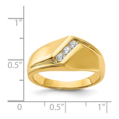 Men's 14K Yellow Gold 1/5 ct tw Diamond 3-Stone Ring – view 5