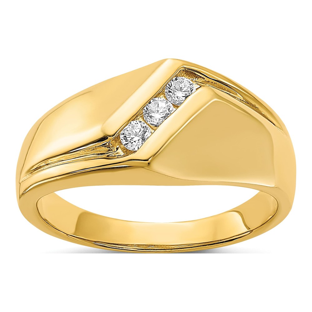 Men's 14K Yellow Gold 1/5 ct tw Diamond 3-Stone Ring