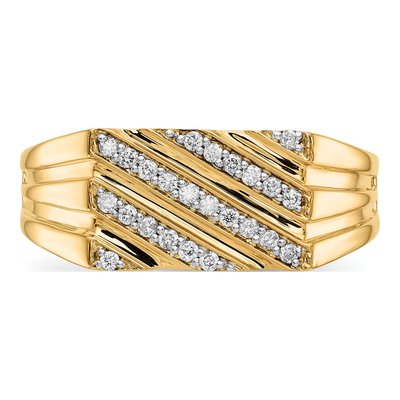 Men's 14K Yellow Gold 1/4 ct tw Diamond Diagonal Stripe Ring – view 5