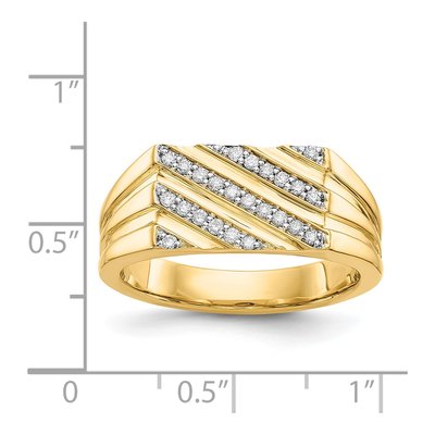 Men's 14K Yellow Gold 1/4 ct tw Diamond Diagonal Stripe Ring – view 6