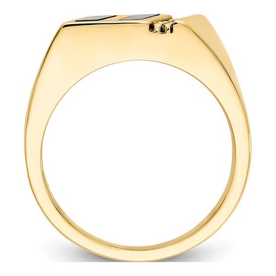 Men's 10K Yellow Gold 1/20 ct tw Onyx & Diamond Diagonal Ring – view 2