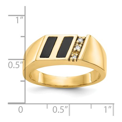 Men's 10K Yellow Gold 1/20 ct tw Onyx & Diamond Diagonal Ring – view 5