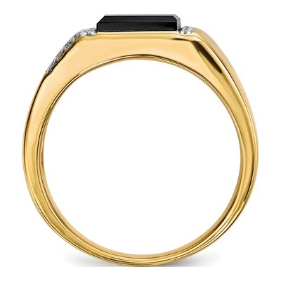 Men's 14K Yellow Gold 1/10 ct tw Onyx & Diamond Baguette Ring – view 2