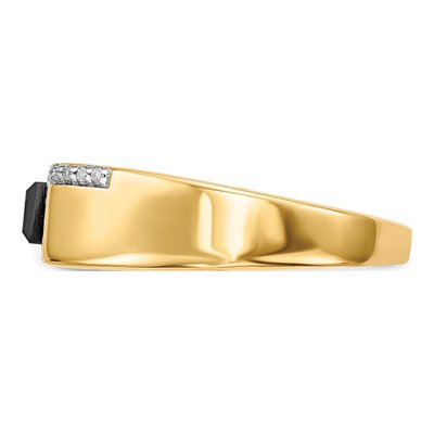 Men's 14K Yellow Gold 1/10 ct tw Onyx & Diamond Baguette Ring – view 3