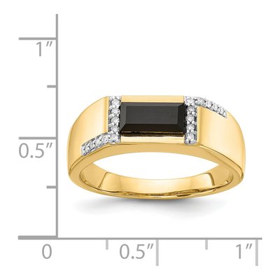 Men's 14K Yellow Gold 1/10 ct tw Onyx & Diamond Baguette Ring – view 5
