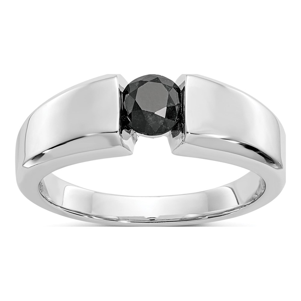 Men's 14K White Gold Black Diamond Ring