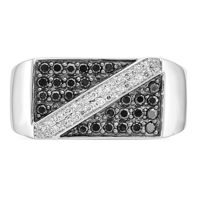 Men's 14K White Gold 1/2 ct tw Diamond Cluster Diagonal Stripe Ring – view 5