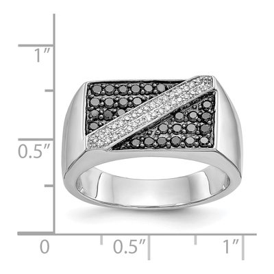 Men's 14K White Gold 1/2 ct tw Diamond Cluster Diagonal Stripe Ring – view 6