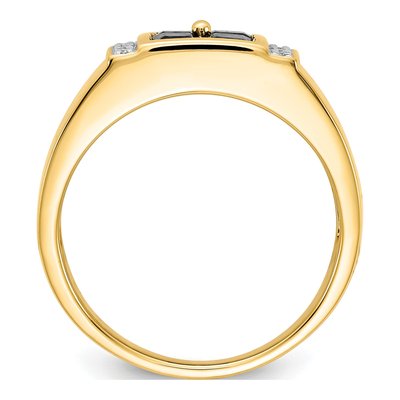 Men's 14K Yellow Gold 1/20 ct tw Lab-Created Sapphire & Diamond Square Cluster Ring – view 3