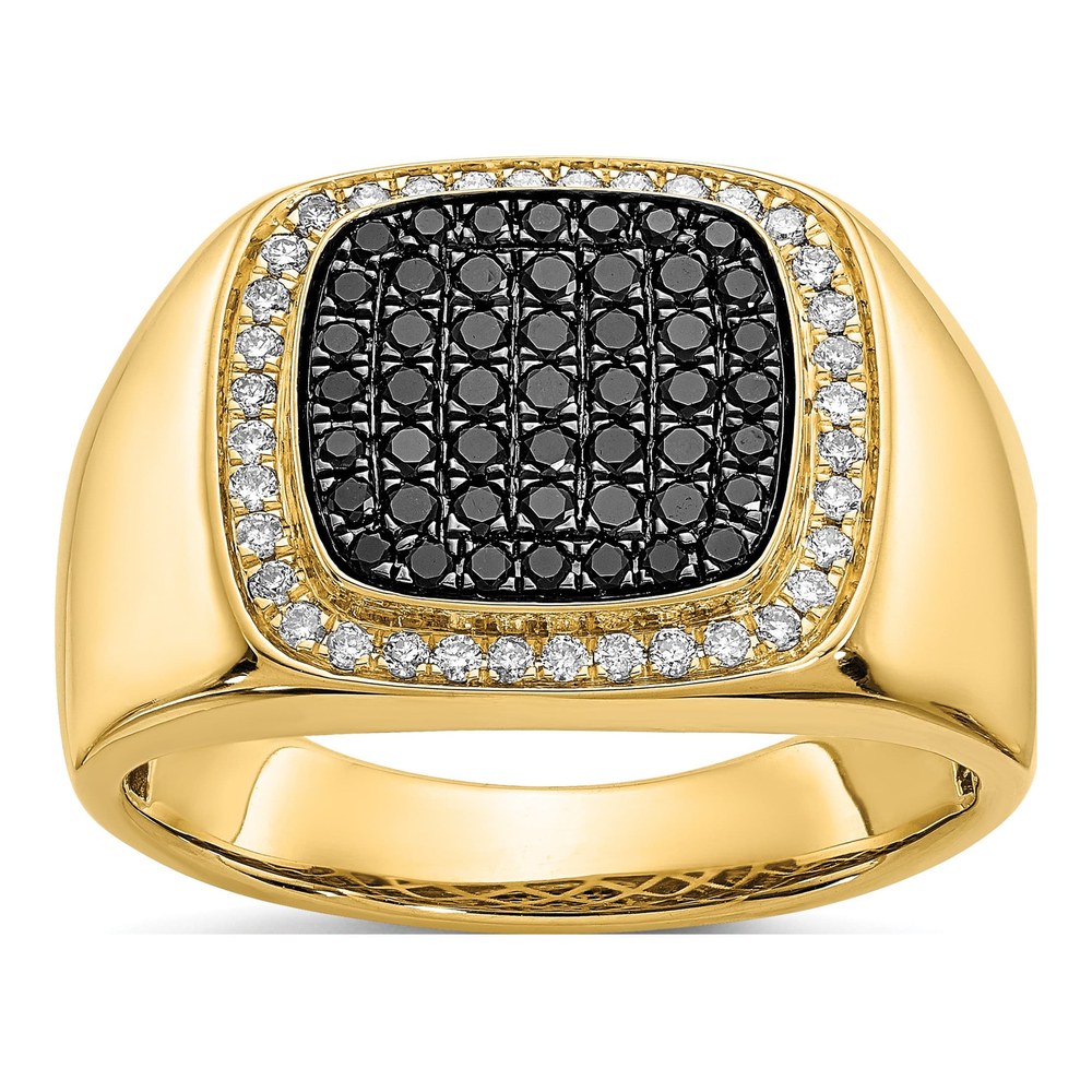 Men's 14K Yellow Gold 3/4 ct tw Diamond Cluster Ring