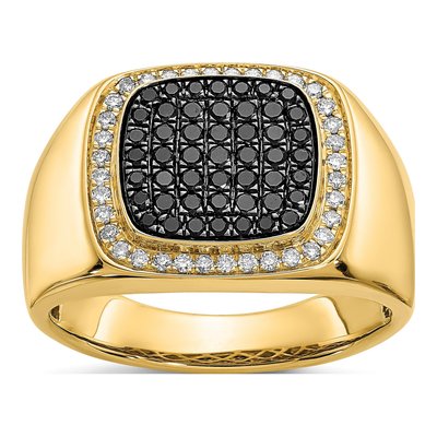 Men's 14K Yellow Gold 3/4 ct tw Diamond Cluster Ring