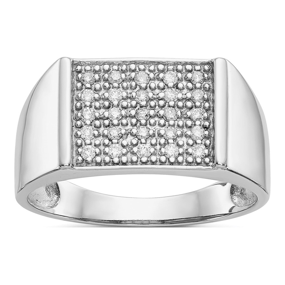 Men's 14K White Gold 1/4 ct tw Diamond Square Cluster Ring