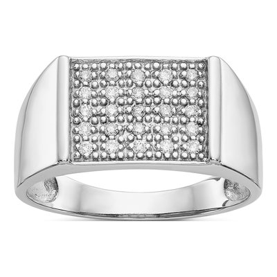 Men's 14K White Gold 1/4 ct tw Diamond Square Cluster Ring