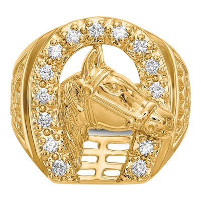 Men's 14K Yellow Gold 1/2 ct tw Lab-Grown Diamond Horseshoe Ring – view 4
